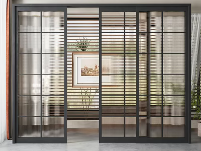 Modern sliding door Changhong glass sliding door 3d model