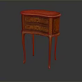 Antique Wooden Side Table With Curved Legs Single Drawer And Intricate Wood Grain
