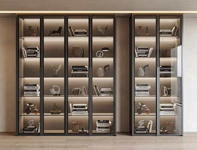 Modern Glass Cabinet Decorative Cabinet Glass Cabinet Door Glass Bookcase Decorative Ornaments Storage Cabinet 3d model