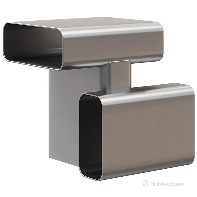 Modern Stainless Steel Corner Table with Geometric Design and Sleek Structure 3d model