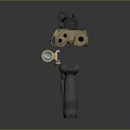 Tactical Gear Components With Black Scope Golden Device And Brown Accessory