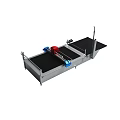 Industrial Automated Cutting Machine Featuring Metal Frame Platform And Red Component