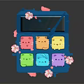 Blue Makeup Palette with Multiple Colored Eyeshadows and Pink Flower Decorations Included Small Brush