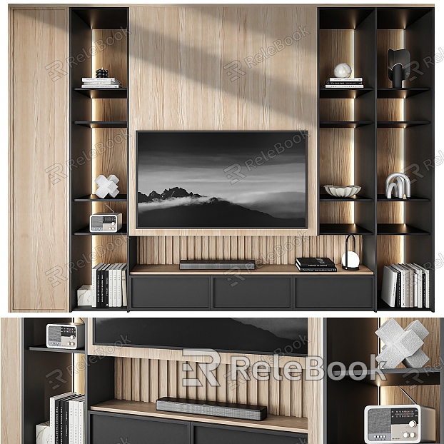 TV background wall TV cabinet model