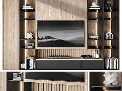 TV background wall TV cabinet model