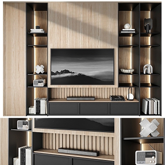 TV background wall TV cabinet 3d model