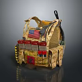 Military Tactical Weapon Vest With American Flag Patch Ammunition Pouches And Camouflage Design