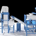 Heavy Duty Industrial Processing Equipment With Conveyor Belt Sieve Machine Blue Frame And White Components