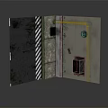 Industrial Interior Wall With Striped Design Metal Pipes Control Panel And Pink Marker