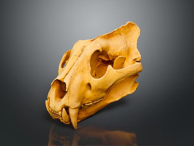 Close Up View Of Animal Skull Skeleton Showing Detailed Anatomical Features On Dark Background 3d model