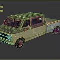 Vintage Beige And Brown Pickup Truck With Long Bed And Roof Lights