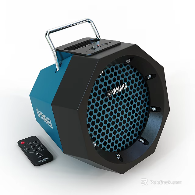 YAMAHA Portable Speaker With Remote Control Stylish Blue Black Handle Design And Grip 3d model 