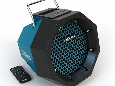 YAMAHA Portable Speaker With Remote Control Stylish Blue Black Handle Design And Grip 3d model