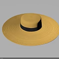 Stylish Wide Brim Straw Hat With Beige Color And Black Ribbon