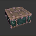 Vintage Square Decorative Box with Copper Accents and Green Floral Patterns for Daily Use