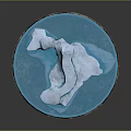 Natural Scene of Blue Water Surface with White Iceberg on Circular Platform and Copper Base