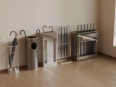Modern Metal And Glass Umbrella Stands For Indoor Home Entryway Storage 3d model