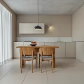 Modern Minimalist Apartment Interior With Linen Sofa Wooden Dining Table And Large Windows