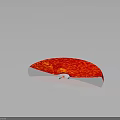 Red Fan Shaped Object With Magma Like Texture White Base Notch On Dark Background Reflection