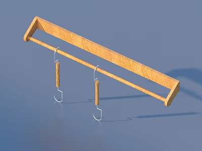 Wooden Kitchen Hanger With Metal Hooks For Hanging Utensils And Tools 3d model