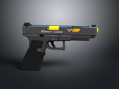 Tactical Corax Vipers Pistol With Black Textured Grip Yellow Accents And Green Sight 3d model