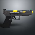 Tactical Corax Vipers Pistol With Black Textured Grip Yellow Accents And Green Sight