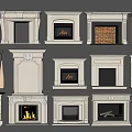 Various Fireplace Designs Featuring Traditional Modern Brick And Decorative Styles 3d model