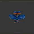 Colorful Cartoon Style Toy Airplane With Blue Biplane Wings And Orange Tail