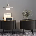 Dark Round Decorative Cabinets with Drawers Decorations Flower Vase Flowers Pendant Lamp and Zebra Rug