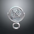 Metallic Home Decor Piece With Star Shaped Decoration And Circular Frame Base