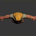 Blonde Bearded Man Wearing Red Flower T-Shirt Brown Pants Red Shoes Gold Bracelet Arms Outstretched