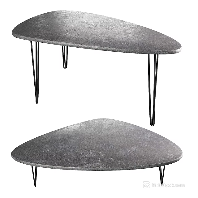 Modern Minimalist Coffee Table With Gray Concrete Top And Thin Metal Hairpin Legs 3d model 