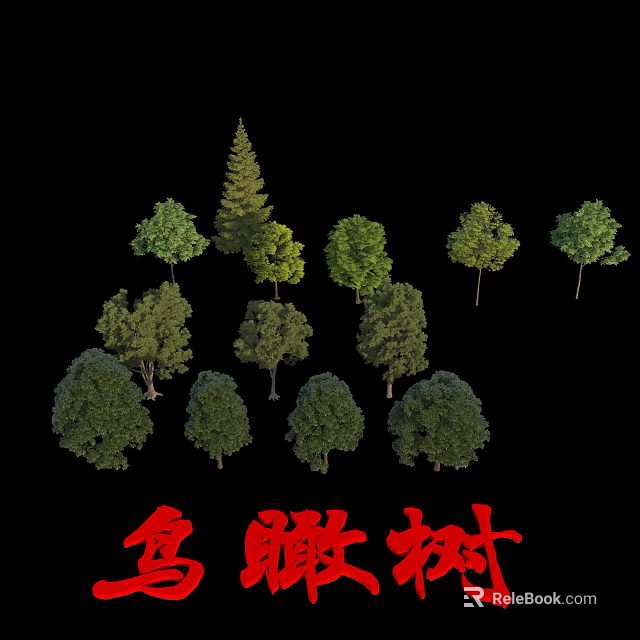 Arbor Trees Different Types For Landscape Design With Lush Green Foliage 3d model