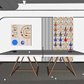 Modern White Table Tennis Table With Wooden Legs In Indoor Room And Wall Target Boards