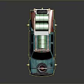Blue Custom Pickup Truck With Red Accents Roof Rack Green Cargo And Spare Tire