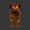 Detailed Fierce Hyena Character With Yellow Red Flaming Spotted Texture