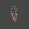Detailed Tyrannosaurus Rex Head Model With Open Mouth Sharp Teeth And Textured Skin