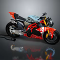 Sporty Red And White Motorcycle With Yellow Forks And Unique Frame Design