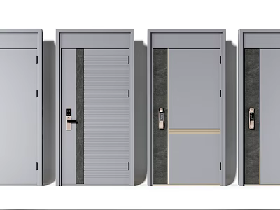 Modern Security Doors With Diverse Stylish Panel Designs And Handles 3d model