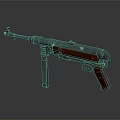 Vintage Submachine Gun With Wooden Stock And Metal Barrel Design