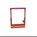 Decorative Red Frame With Purple Decorations White Diagonal Stripes Yellow Star And Crown
