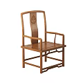 Traditional Wooden Dining Chairs Design With Carved Back Armrests And Solid Wood Frame