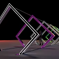 Event Passage With Colorful Neon Diamond Shaped Frames And Person Standing