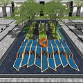 Modern Entrance Gate Design With Landscaped Area Trees Water Feature And Sculptural Element