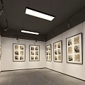Ancient Landscape Painting With Animals Displayed In Modern Gallery With Lights