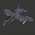 Gray Fighter Jet Model With Two Engines Missiles Under Wings And Red Tail Emblem