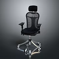 Mesh Back Office Chair with Headrest Armrests Black Seat and Silver Base with Wheels