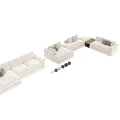 Modern Sectional Sofa With Comfortable Pillows In White Gray And Green Colors