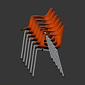 Orange Modern Plastic Leisure Chairs With Metal Legs Stackable Durable Design Set 3d model