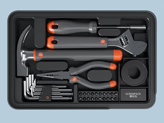 Hardware tools installation tools screwdriver wrench nose pliers claw hammer batch head Allen wrench 3d model
